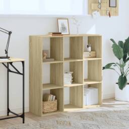 Berkfield Home Bookcase Sonoma Oak 102x32x102 cm Engineered Wood in Light Tan - Size: 102 x 32 x 102 cm - thumbnail 3