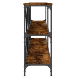 Berkfield Home Console Table Smoked Oak 200x30x75 cm Engineered Wood & Iron in Brown - Size: 200 x 30 x 75 cm - thumbnail 5