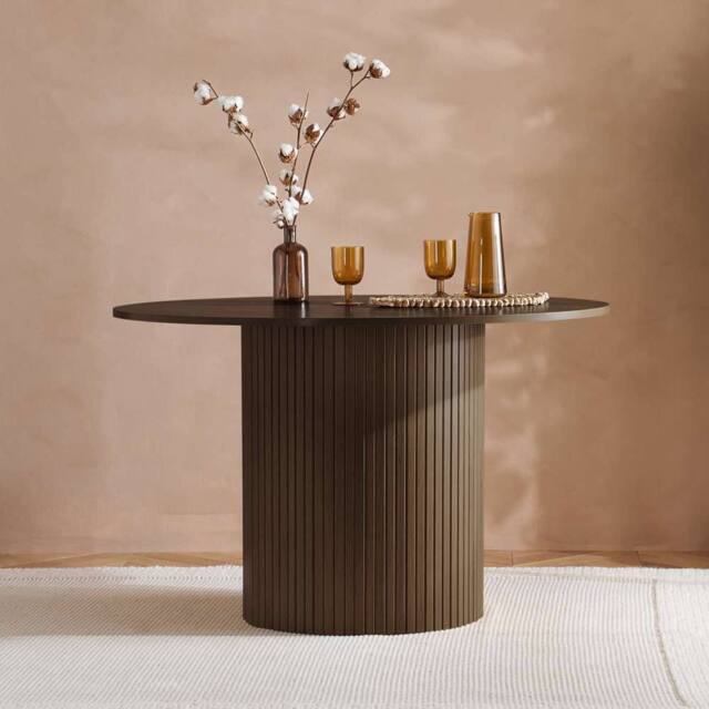 Birlea Axel Round Fluted Dining Table in Brown - image 1