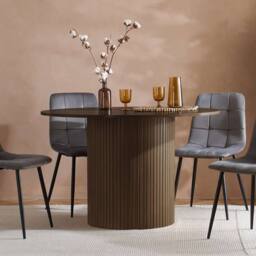 Birlea Axel Round Fluted Dining Table in Brown - thumbnail 5