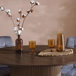Birlea Axel Round Fluted Dining Table in Brown - thumbnail 2