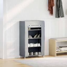 Berkfield Home Shoe Cabinet Grey 60.5x30x97 cm Non-woven Fabric - thumbnail 3
