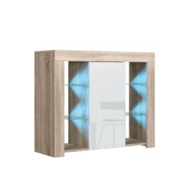 Mex Furniture LTD Sideboard Harbor 97cm - Oak & White Gloss Doors & LED Lights - thumbnail 6