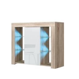 Mex Furniture LTD Sideboard Harbor 97cm - Oak & White Gloss Doors & LED Lights - thumbnail 5