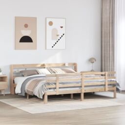 Berkfield Home Bed Frame with Headboard without Mattress 200x200 cm in Brown - thumbnail 1