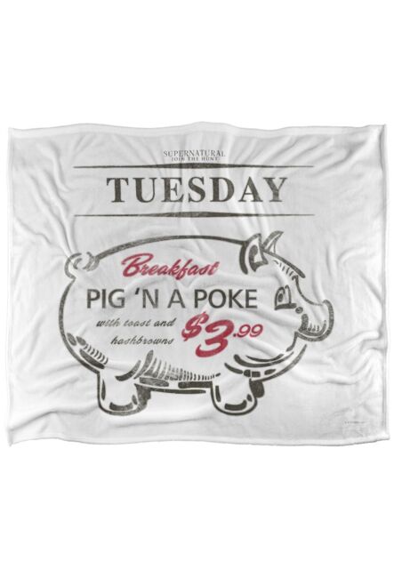 Supernatural Pig 'N' Poke Officially Licensed Silky Touch Super Soft Throw Blanket 152x127 cm in White - image 1