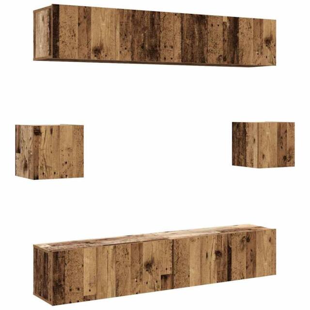 Berkfield Home 6 Piece TV Cabinet Set Wall-mounted Old Wood Engineered Wood in Brown - image 1