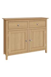 FWStyle Large 2 Door 2 Drawer Natural Oak Pre Assembled Sideboard in Brown - thumbnail 2