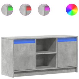 Berkfield Home TV Cabinet with LED Concrete Grey 100x34x50 cm Engineered Wood - Size: 100 x 34 x 50 cm - thumbnail 2