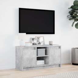Berkfield Home TV Cabinet with LED Concrete Grey 100x34x50 cm Engineered Wood - Size: 100 x 34 x 50 cm - thumbnail 4