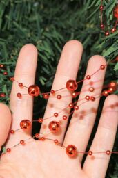 Neel Blue 9M Christmas Metallic Bead Chain, 7.5mm Pearl Garland for Xmas - Red & Gold - thumbnail 4