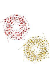 Neel Blue 9M Christmas Metallic Bead Chain, 7.5mm Pearl Garland for Xmas - Red & Gold