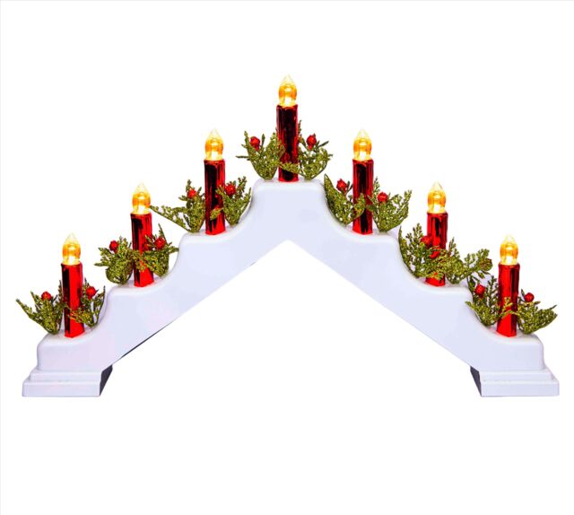 Shatchi Battery Operated Plastic White Candle Bridge - H30xW50xD6.5cm - image 1