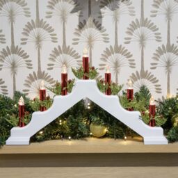 Shatchi Battery Operated Plastic White Candle Bridge - H30xW50xD6.5cm - thumbnail 2