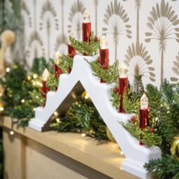 Shatchi Battery Operated Plastic White Candle Bridge - H30xW50xD6.5cm - thumbnail 3