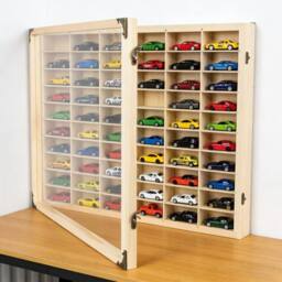 SPETLEK 60 Grids Wooden Display Case 1/64 Car Model Diecast Car in Natural - Size: Large - thumbnail 5