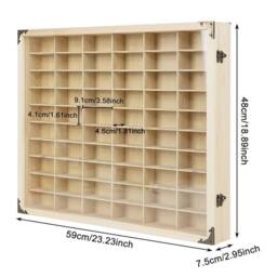 SPETLEK 60 Grids Wooden Display Case 1/64 Car Model Diecast Car in Natural - Size: Large - thumbnail 2