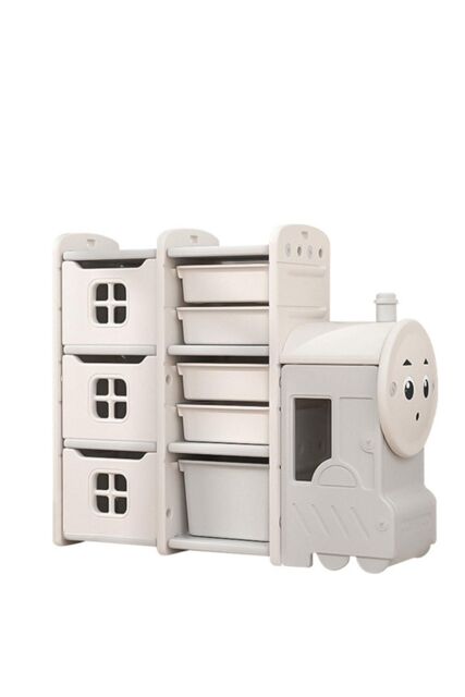 H&O Direct Children's Landing Train Toy Storage Rack in White - image 1