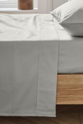 Ted Baker 'TB Plain Dye' Cotton Sateen Flat Sheet in Silver - Size: Super King - thumbnail 2