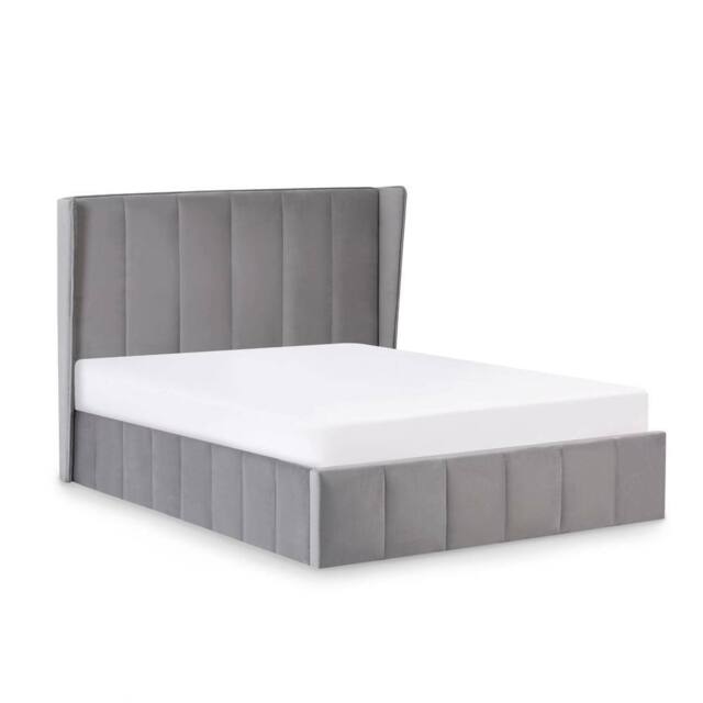 Cheshire Mountain Grey Velvet Upholstered Ottoman Storage Bed - Double (135cm) - image 1