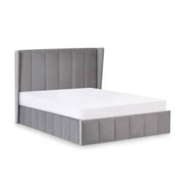 Cheshire Mountain Grey Velvet Upholstered Ottoman Storage Bed - Double (135cm) - thumbnail 1