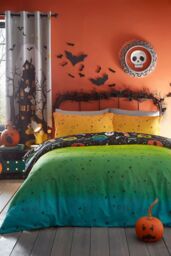 Bedlam 'Scary Pumpkin's Glow in the Dark halloween Duvet Cover Set in Black - Size: Double - thumbnail 3
