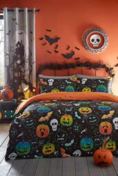 Bedlam 'Scary Pumpkin's Glow in the Dark halloween Duvet Cover Set in Black - Size: Double - thumbnail 1
