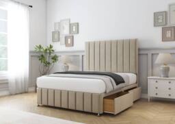 "Sloomy California Coniston Divan Base No Drawers-26"" Headboard-12"" Footboard in Cream - Size: Small Double" - thumbnail 4