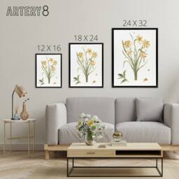 "Artery8 Five Daffodils Vintage Illustration Teyler Black Framed Canvas Art in White - Size: W12"" x H16""" - thumbnail 4