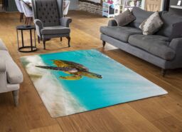 Benjamin Tate Design Photo Of Sea Turtle In The Galapagos Island Designer Rug in Natural - Size: Large - thumbnail 2