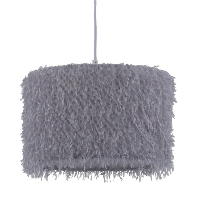 First Choice Lighting Rogers - Grey Shaggy 30cm Easy Fit Pendant Shade - image 1