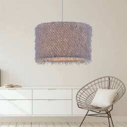 First Choice Lighting Rogers - Grey Shaggy 30cm Easy Fit Pendant Shade - thumbnail 3