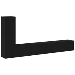 Berkfield Home 3 Piece TV Cabinet Set Wall-mounted Black Oak Engineered Wood - thumbnail 2