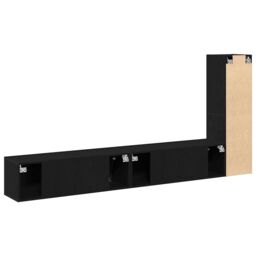 Berkfield Home 3 Piece TV Cabinet Set Wall-mounted Black Oak Engineered Wood - thumbnail 7