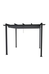 Living and Home 10x10ft Outdoor Aluminum Patio Pergola with Canopy in Light Grey - thumbnail 4