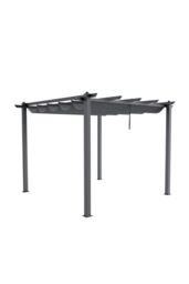 Living and Home 10x10ft Outdoor Aluminum Patio Pergola with Canopy in Light Grey - thumbnail 5