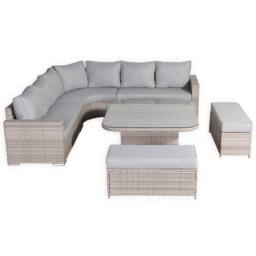 Furnishings For Less UK Round Corner Rattan Patio Sofa Set with Adjustable Table in Grey - thumbnail 7