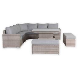 Furnishings For Less UK Round Corner Rattan Patio Sofa Set with Adjustable Table in Grey - thumbnail 8