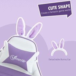 VINSETTO Racing Style Gaming Chair with Footrest Removable Rabbit Ears in Purple - thumbnail 4