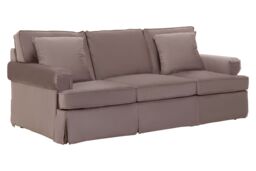 Orsina Three‑Seat Grey Velvet Sofa, Plush Velvet Upholstery with Key‑Style Padded Arms, Wooden‑Base 3‑Seater Sofa in Brown - thumbnail 4