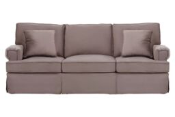 Orsina Three‑Seat Grey Velvet Sofa, Plush Velvet Upholstery with Key‑Style Padded Arms, Wooden‑Base 3‑Seater Sofa in Brown - thumbnail 6