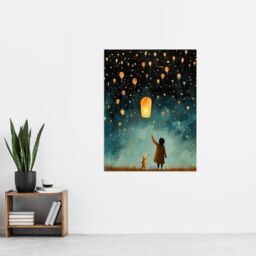 "Artery8 Releasing Sky Lanterns With Ted Festival Magic Kids Bedroom Art Extra Large XL Unframed Wall Art Poster Print - Size: W24"" x H32""" - thumbnail 4