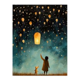 "Artery8 Releasing Sky Lanterns With Ted Festival Magic Kids Bedroom Art Extra Large XL Unframed Wall Art Poster Print - Size: W24"" x H32""" - thumbnail 1