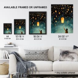 "Artery8 Releasing Sky Lanterns With Ted Festival Magic Kids Bedroom Art Extra Large XL Unframed Wall Art Poster Print - Size: W24"" x H32""" - thumbnail 3