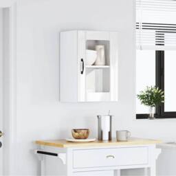 Berkfield Home Kitchen Wall Cabinet with Glass Door Lucca High Gloss White - thumbnail 1