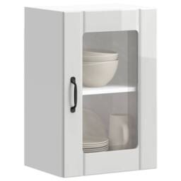 Berkfield Home Kitchen Wall Cabinet with Glass Door Lucca High Gloss White - thumbnail 2