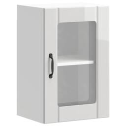 Berkfield Home Kitchen Wall Cabinet with Glass Door Lucca High Gloss White - thumbnail 3