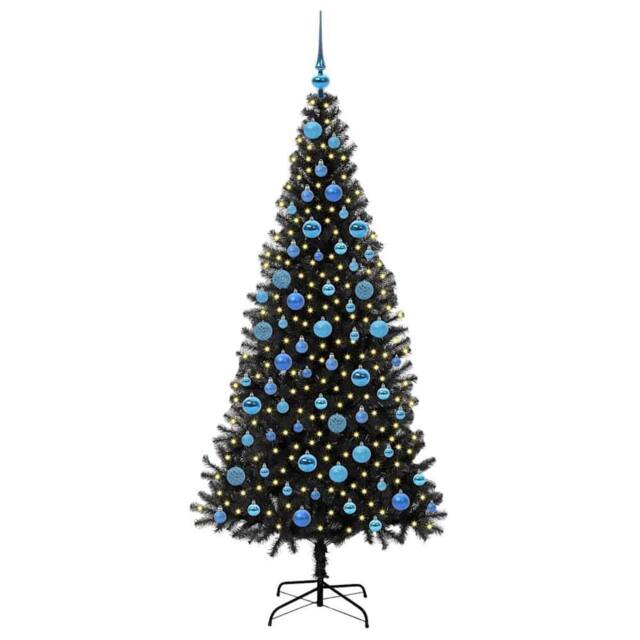 Berkfield Home Lush Christmas Tree with 300 LEDs with Stand Black 180 cm PVC - image 1