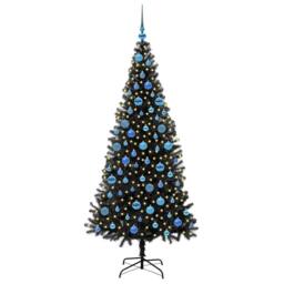 Berkfield Home Lush Christmas Tree with 300 LEDs with Stand Black 180 cm PVC