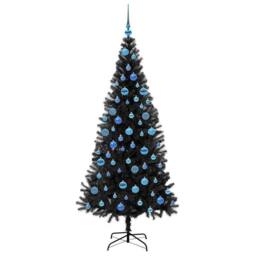 Berkfield Home Lush Christmas Tree with 300 LEDs with Stand Black 180 cm PVC - thumbnail 4